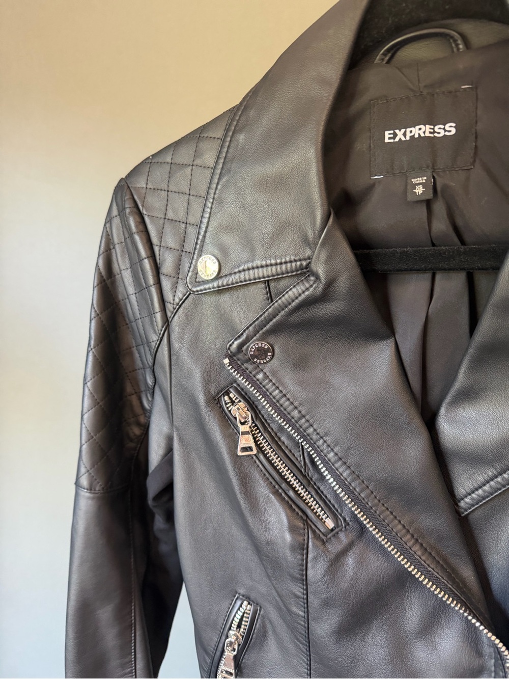 Express Black Moto Jacket Xs Nwot Express Jacket Express Quilted Moto Jacket View 2